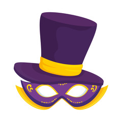 carnival mask with gentleman hat vector illustration design