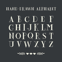 Hand drawn serif alphabet. Vector illustration.