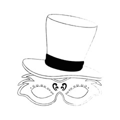 carnival mask with gentleman hat vector illustration design