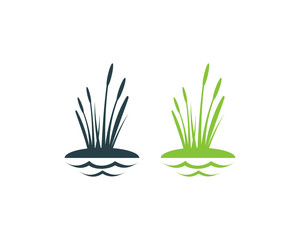 Cattails Plants Above the Water Illustration Symbol Logo Vector