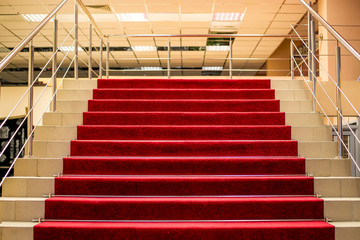 Red carpet on the stairs