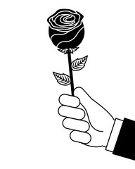 hand holding beautiful flower nature vector illustration