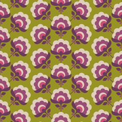 seamless retro pattern with stylized flowers