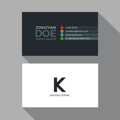 K Letter Modern Alphabet Business card design template