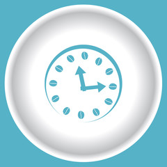 Coffee scetch blue watch  on white plate vector illustration.