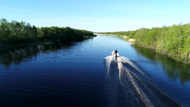 Clear water lake and green forest. Onega lake in Russia. Onejskoe ozero. Aerial drone aero.