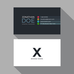 X Letter Modern Alphabet Business card design template