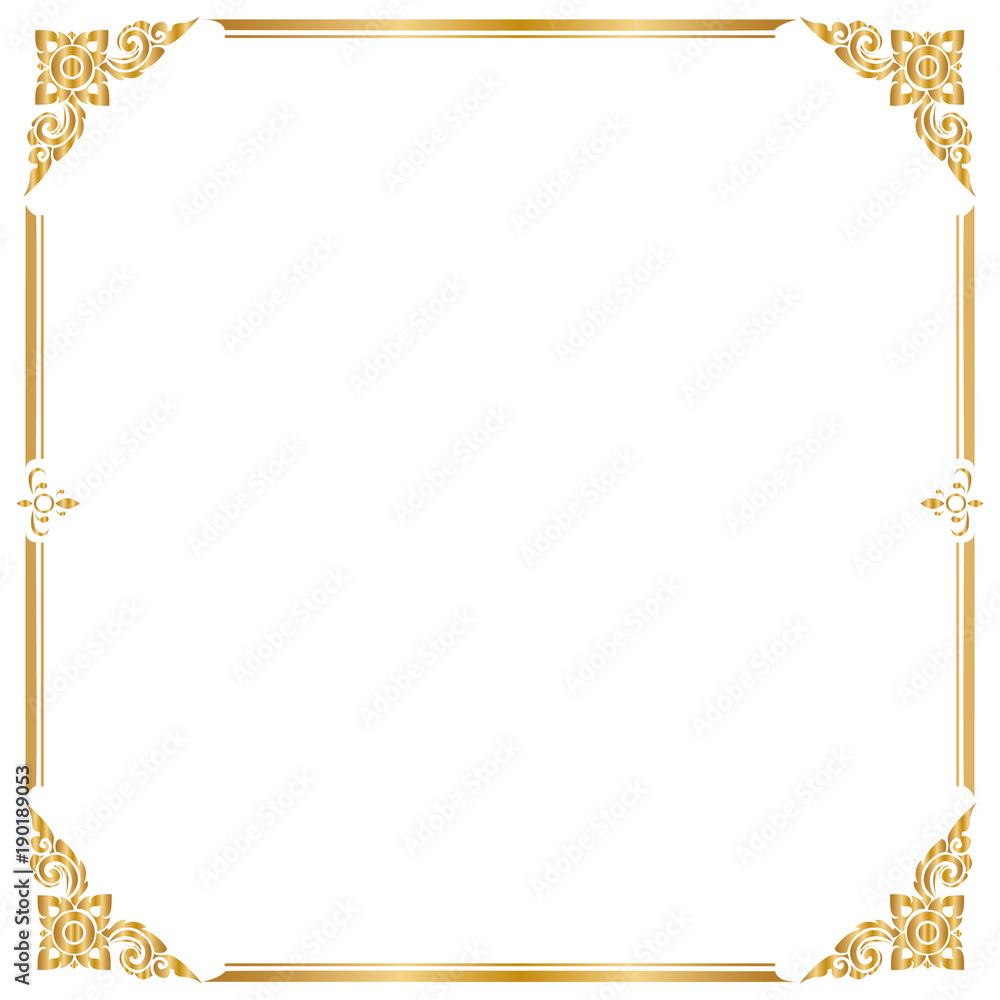 Wall mural Decorative frame and border , Square, Golden frame, Vector illustration