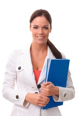 Happy woman with folder