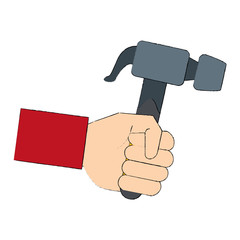 Hand holding hammer icon vector illustration graphic design