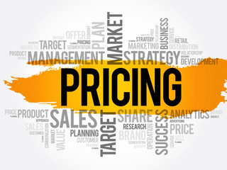 Pricing word cloud collage, business concept background