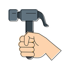 Hand holding hammer icon vector illustration graphic design
