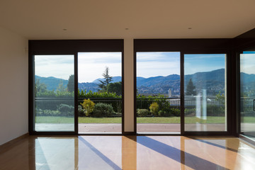 Interior of empty modern apartement, parquet floor