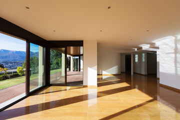 Interior of empty modern apartement, parquet floor