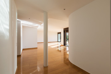 Interior of empty modern apartement, parquet floor