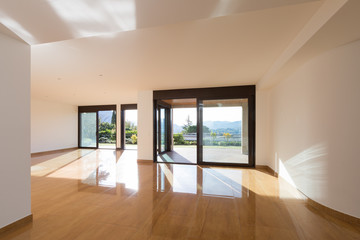 Interior of empty modern apartement, parquet floor