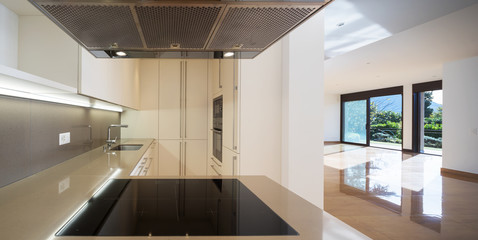 Interior of empty modern apartement, parquet floor