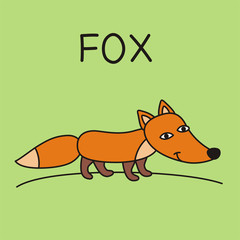 Funny fox in cartoon style
