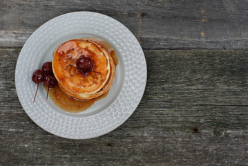 Pancakes with Apple jam on the plate.