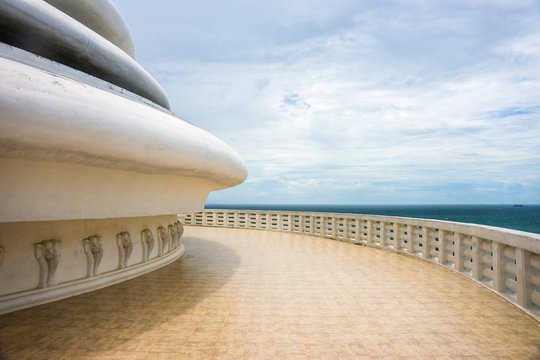 Japanese World Peace Pagoda terrace. Unawatuna, Sri Lanka.