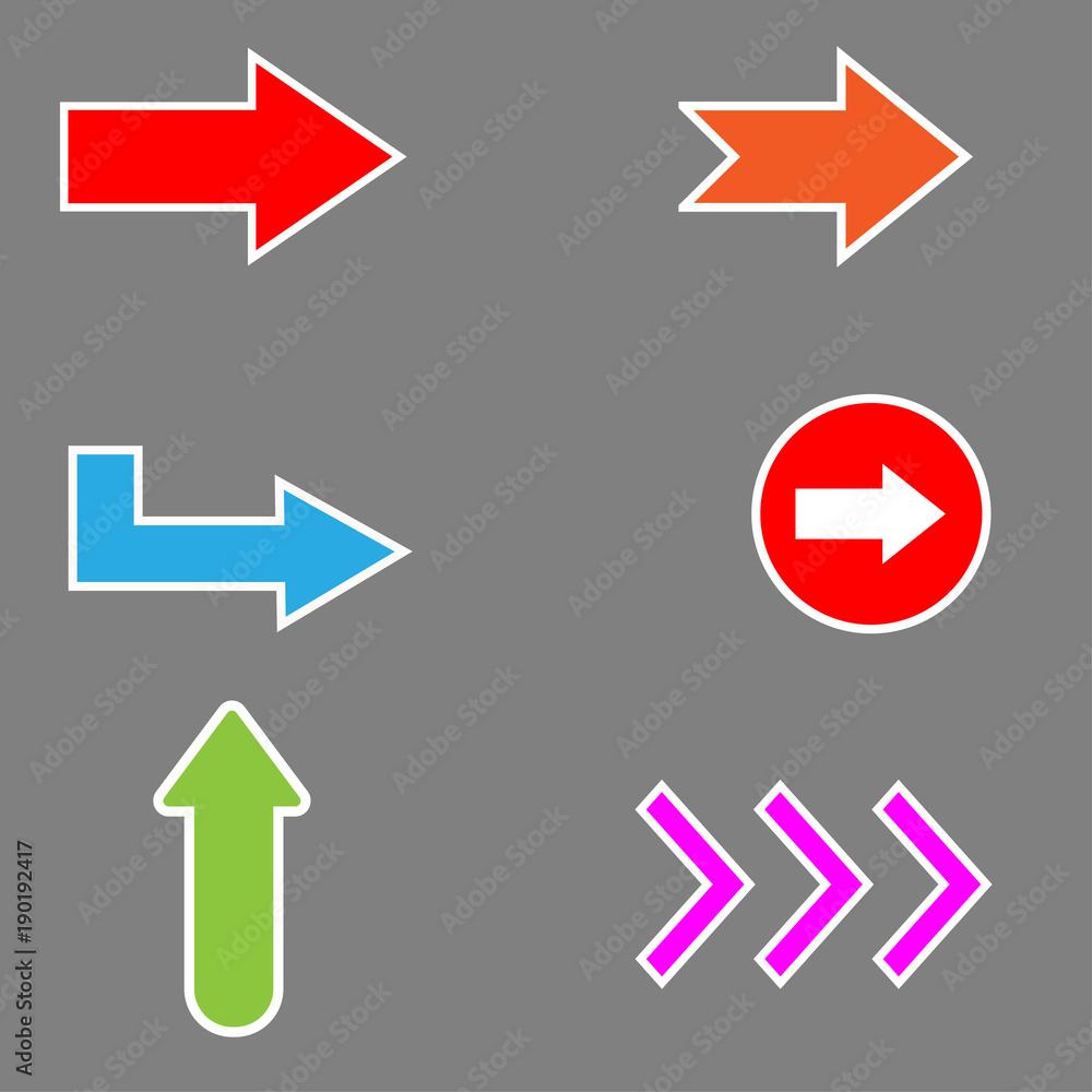 Poster arrow set. vector arrow. arrow icon on gray background.