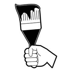 Hand holding paint brush icon vector illustration graphic design