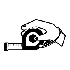 Hand holding measure tape icon vector illustration graphic design
