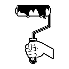 Hand holding rolling paint icon vector illustration graphic design