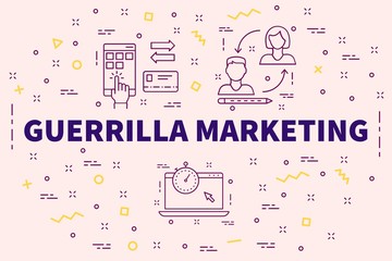 Conceptual business illustration with the words guerrilla marketing