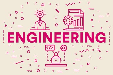 Conceptual business illustration with the words engineering