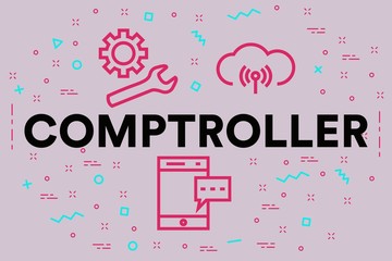 Conceptual business illustration with the words comptroller