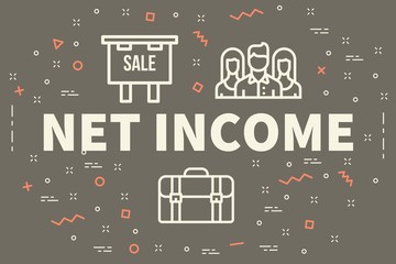 Conceptual business illustration with the words net income