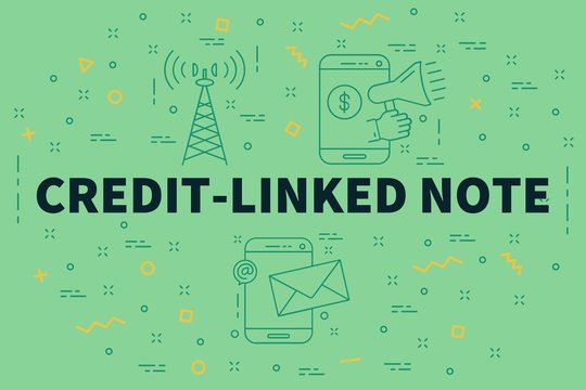 Conceptual business illustration with the words credit-linked note