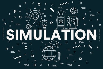 Conceptual business illustration with the words simulation