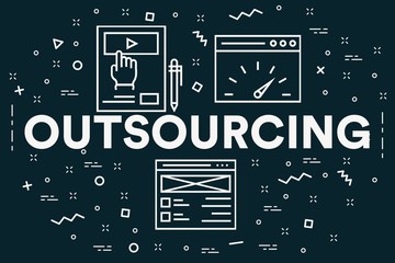 Conceptual business illustration with the words outsourcing