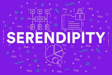 Conceptual business illustration with the words serendipity