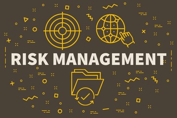 Conceptual business illustration with the words risk management