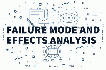 Conceptual business illustration with the words failure mode and effects analysis