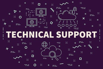 Conceptual business illustration with the words technical support