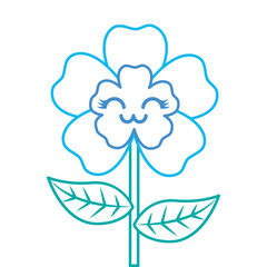 cute cartoon happy flower adorable kawaii vector illustration color line image