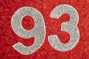 Number ninety-three silver color over a red background. Anniversary.