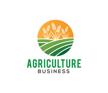 vector logo design illustration of agriculture business, tractor farm, soil farm, crop field,