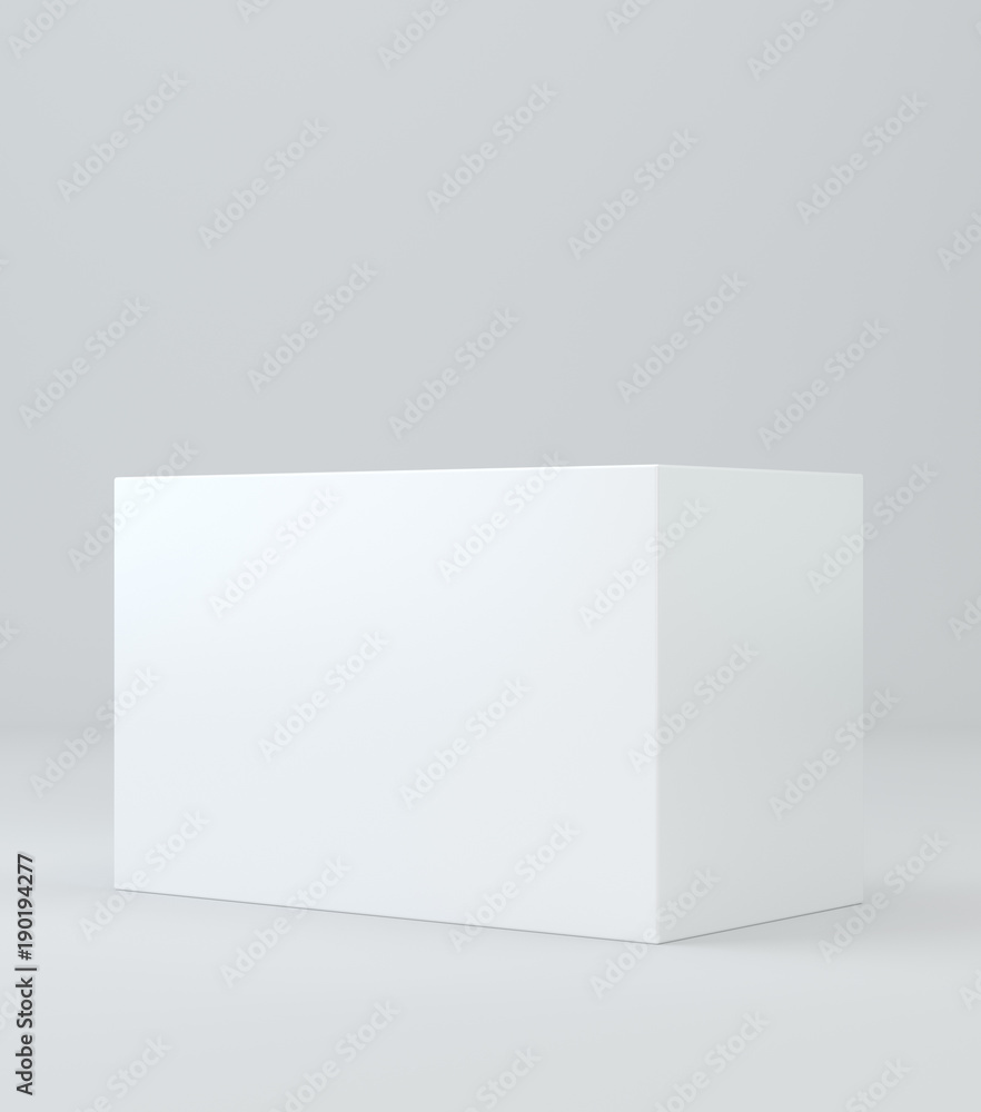 Poster white realistic rectangle box package mockup with shadow for your design. blank rectangular containe