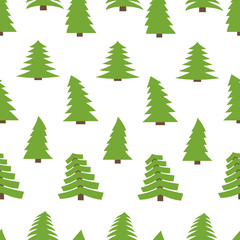 Obraz premium Seamless pattern with spruces on white background. Vector illustration 