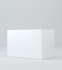 White realistic rectangle box package mockup with shadow for your design. Blank rectangular container or cardboard template for cosmetic, medicine, software, appliance products. 3d illustration