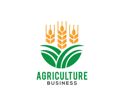 vector logo design illustration of agriculture business, tractor farm, soil farm, crop field,
