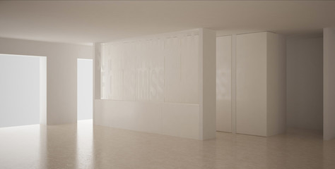 Modern empty space with limestone floor, minimalist architecture interior design