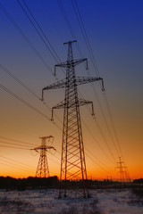 High voltage tower, High voltage tower at Sunset