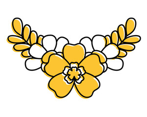 flowers and leaves natural spring decoration vector illustration