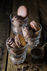 Chocolate ice cream with macaroons